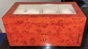 CAJA DE VISUALIZACIÓN DEL RELOJ BURL WOOD DE 13 COMPARTIMENTOS -NUEVA- - Imagen 1 de 5