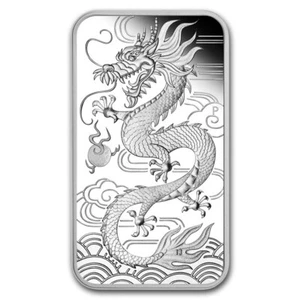 Barra de monedas de dragón de prueba rectangular de 1 dólar dragón Australia 1 oz plata PP 2018 - Imagen 1 de 4