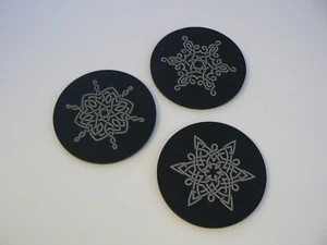 Celtic Knot Snowflake Christmas Xmas Welsh Slate Coasters, boxed set of 6 - Picture 1 of 4