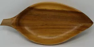 Monkey Pods Hawaii Hardwoods Leaf Dish Shallow Light Wood 10" x 5" Decorative - Picture 1 of 2