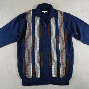 SilverSilk Sweater Mens 3XL Blue Zip Front Long Sleeve Collared Ribbed Hem VTG - Picture 1 of 18