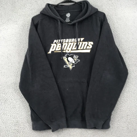 NHL Sweater Medium Adult Black Pittsburgh Penguins Pullover Hoodie Mens 27551 Cover