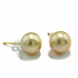 SÜDSEEPERLEN OHRSTECKER GOLDEN 11,5 MM 750 Gelbgold WERT 2.600 EURO NEU - Picture 1 of 3