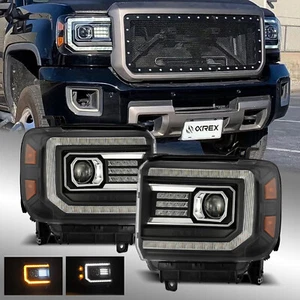 For 14-18 GMC Sierra PRO-Series LED Projector Headlights Replacemt Pair Black - Picture 1 of 7