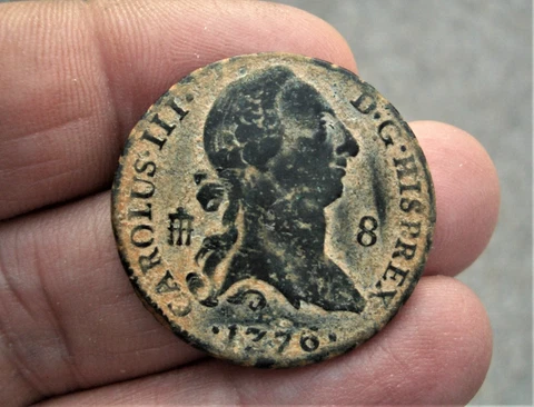 A66* HISTORICAL DATE! GREAT LARGE 8 MARAVEDIS 1776 SEGOVIA MINT SPANISH COLONIAL Cover