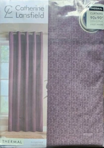 Catherine Lansfield Thermal Textured Eyelet Curtains 90"X90" (Plum) - Picture 1 of 4