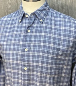 Faherty Mens Blue Plaid Check Shirt Button Down Lightweight Long Sleeve Size L - Picture 1 of 8