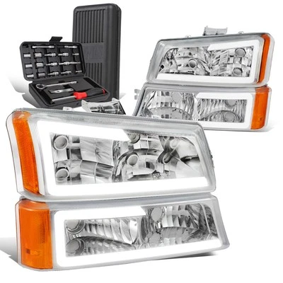 Lámpara de parachoques LED para Chevy Avalanche 2003-2007 + caja de herramientas cromo/ámbar Foto 1 de 4