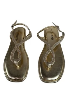 DREAM PAIRS Women Gold Size Elastic Strappy String Ankle Strap Sandal SZ 8 - Picture 1 of 5
