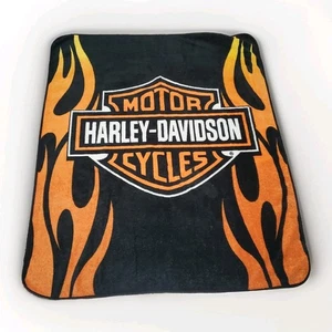"Manta Harley Davidson negra naranja blanca 59"" X 49""" - Imagen 1 de 4