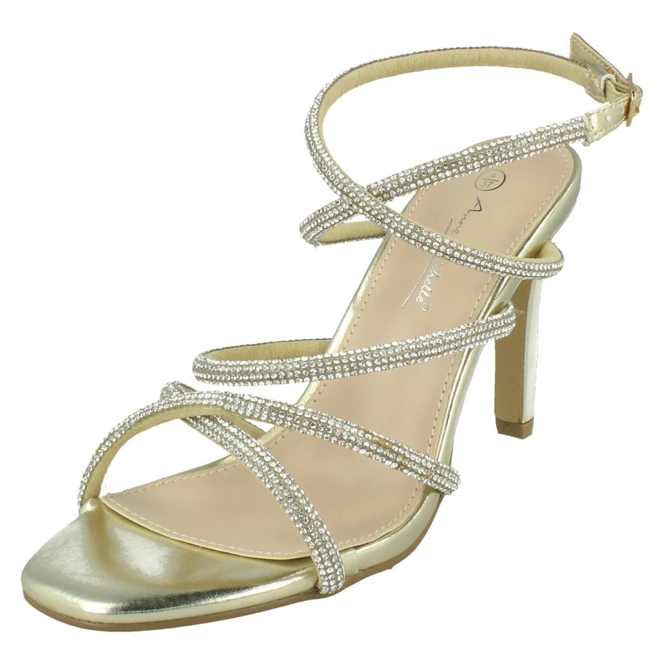 Mujer Anne Michelle Pedrería Tobillo Correas Sandalias Tacón Alto F1R2117 - Imagen 1 de 1
