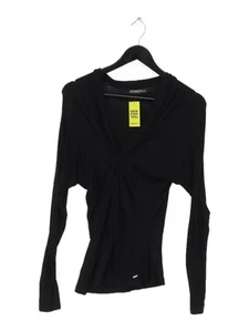 Guess Women's Top S Black Viscose with Elastane Long Sleeve V-Neck Basic - Picture 1 of 6