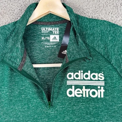 Adidas Detroit Shirt Mens XL Quarter Zip Long Sleeve Climalite Pullover Tee - Image 1 of 4