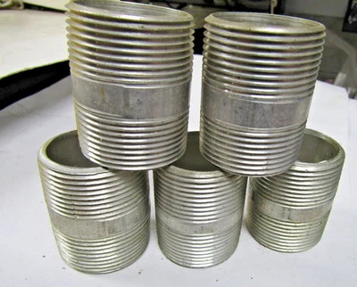 ✌️5) NEW  1-1/4” x 2” ALUMINUM RIGID CONDUIT THREADED CLOSE NIPPLES LOT OF 5 - Image 1 of 3