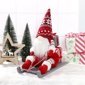 GMOEGEFT Sled Christmas Gnome Plush, Handmade Swedish Santa Gnome Tomte with ... - Picture 1 of 7