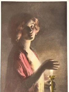 Bessie Pease Gutmann 1911 Impresión Original - Buenas Noches - Mujer Soplando Vela - Imagen 1 de 15