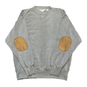 Orvis Mens XL Gray Pullover Sweater Shirt Tan Leather Elbow Patches EUC - Picture 1 of 7
