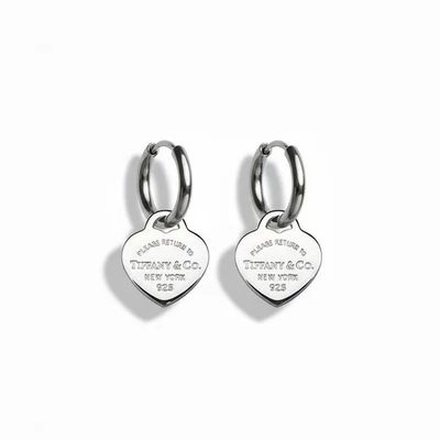 Tiffany & Co. silberne Herzanhänger an extra Kreolen / Ohrringen, in Geschenkbox - Bild 1 von 4