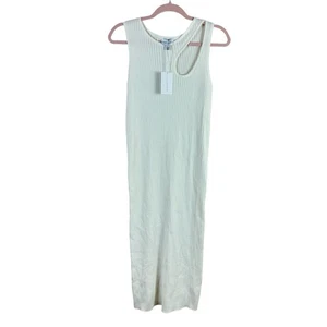 NWT LUCY PARIS womens size S cream Taurus ribbed knit sleeveless midi dress - Picture 1 of 6