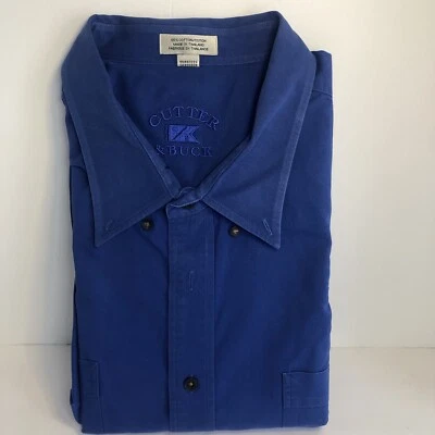 Cutter & Buck Men’s Short Sleeve Button Down Blue 4XB 100% Cotton. New! - Image 1 of 4