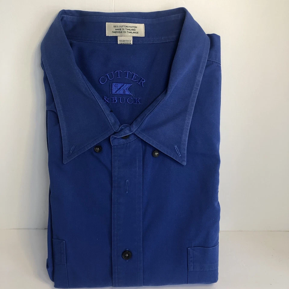 Cutter & Buck Men’s Short Sleeve Button Down Blue 4XB 100% Cotton. New! - Image 1 of 4