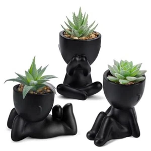 3pcs Fake Succulents Plants Artificial for Black Bathroom Bedroom Home Room - Picture 1 of 7
