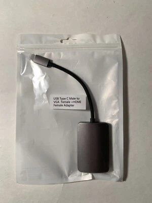 4inch USB 3 Type C Male to VGA Female Adapter Cable New - Image 1 of 4