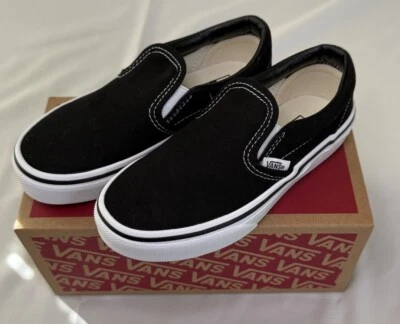 Zapatos sin cordones Vans clásicos jóvenes/niños talla 12,5 (blanco y negro) Foto 1 de 4