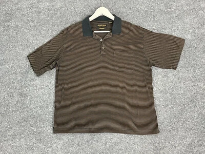 Donald J Trump Polo Shirt Mens Large L   Striped Brown Short Sleeve  N231 - Image 1 of 4