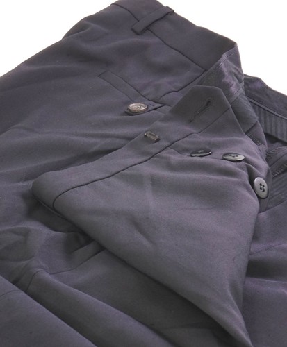 MIU MIU Pantalone elegante nero tinta unita misto lana premium piatto davanti 38W