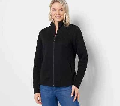 Isaac Mizrahi Live! Chaqueta de jacquard tejida acolchada SOHO - negra (1X) a468892 -- Foto 1 de 3