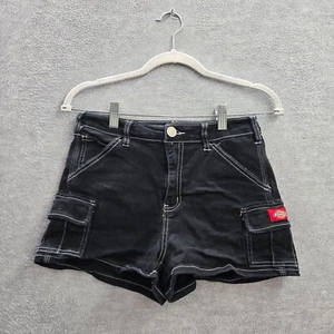 Dickies Women Shorts 5/27 Black Cargo Logo Cotton Spandex Outdoor Y2K - Picture 1 of 8