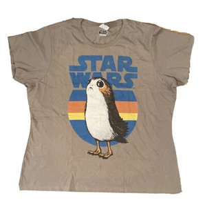 Star Wars Last Jedi Porg Logo Grafik T-Shirt Größe 3X Damen grau Retro gestreift - Bild 1 von 2