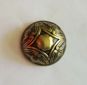 Round Metal Oxidized Gold Austrian Dome Vintage Buttons 40L - 1" - 25.5mm B344A - Picture 1 of 6