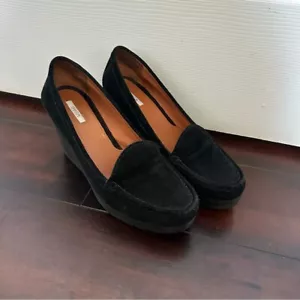 Size 10 (40) Geox Black Suede Leather Wedge Pump Heeled Shoes - Picture 1 of 8