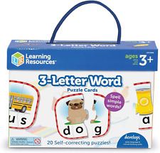 Learning Resources 3-Letter Word Puzzle Cards, Kindergarten Readniness, Self Co