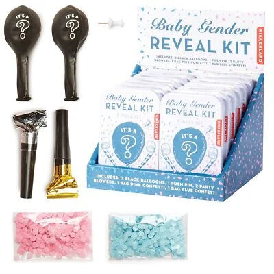KIT REVELACIÓN DE GÉNERO - Kikkerland Baby Shower azul/rosa confeti y globo**NUEVO** Foto 1 de 4