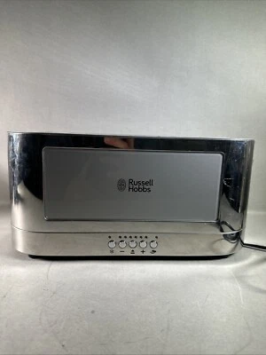 Tostadora larga Russell Hobbs con acento de vidrio, plateada y acero inoxidable - 2 rebanadas Foto 1 de 4