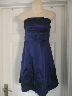 Designer Blue Dress Shimmer Embroidered Beaded Jane Norman Size 14 Evening Party - Image 1 of 4