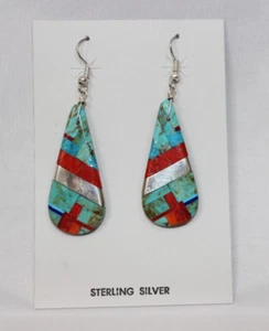 Daniel Coriz Santo Domingo Inlay Mosaic Earrings Sterling Silver French Wire NEW - Picture 1 of 11