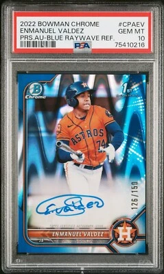 2022 Bowman Chrome Enmanuel Valdez Blue Raywave Autograph /150 PSA 10 Gem Auto - Image 1 of 3