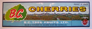 Etiqueta original de caja de cereza BC McLean & Fitzpatrick Osoyoos Columbia Británica - Imagen 1 de 1