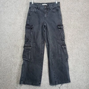 Pacsun Jeans Womens Size 23 Black Denim Cotton 90's Baggy Mid Rise Cargo Pocket - Picture 1 of 13