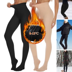 Womens Opaque Fleece Lined Tights Soft Winter Warm Thermal Thick Plush Pantyhose - Picture 1 of 20