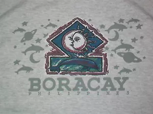 Camiseta sin mangas de recuerdo vintage Dolphin Sun Moon Boracay camisa muscular M océano playa - Imagen 1 de 4