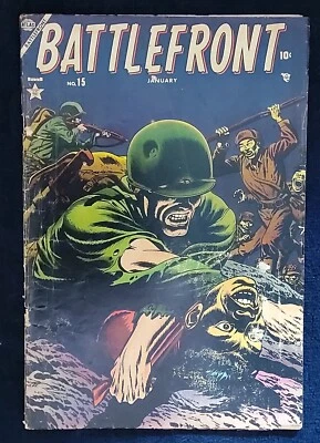 BATTLEFRONT #15 ('54) G+-G/VG, Classic Atlas War Cover - Violent - Image 1 of 2