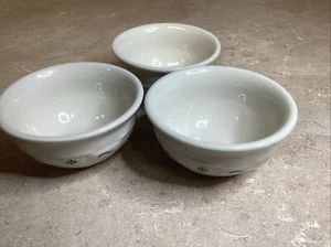 3 Longaberger Pottery Woven Traditions CLASSIC BLUE 4” Small Dessert Bowls~USA! - Picture 1 of 3