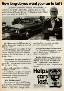 1978 Vintage Print Ad Quaker State Motor Oil 1966 Oldsmobile Cutlass How long do - Bild 1 von 2