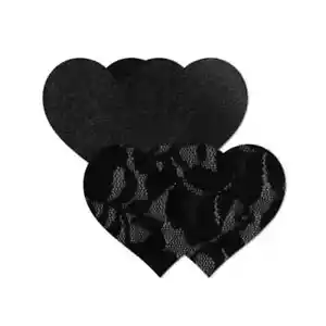B-SIX NIPPIES BASIC HEART SHAPED NIPPLE PASTIES BLACK NEW B CUP - Picture 1 of 1
