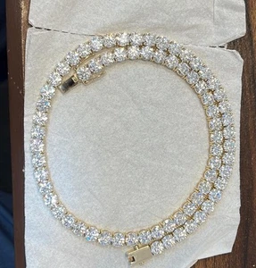 6MM Moissanite Tennis Necklace 14K Yellow Gold Over Infinity Chain Iced Out Gift - Picture 1 of 5